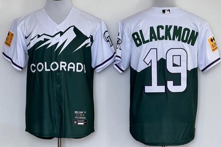 Men's Colorado Rockies #19 Charlie Blackmon Green 2022 City Connect Cool Base Jersey