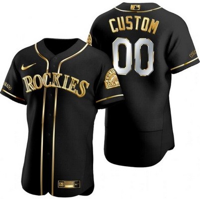 Men's Women Youth Colorado Rockies Customized Black Gold Authentic Jersey