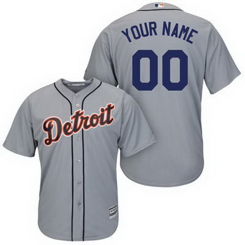 Men's Women Youth Detroit Tigers Customized Gray Cool Base Jersey