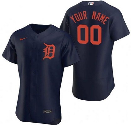 Men's Women Youth Detroit Tigers Customized Navy Authentic Jersey