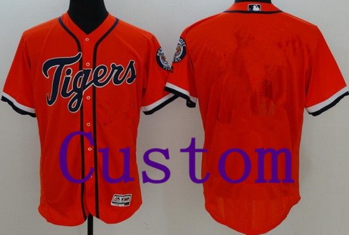 Men's Women Youth Detroit Tigers Customized Orange FlexBase Jersey
