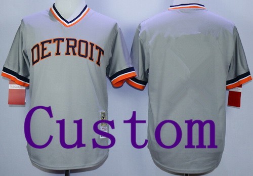 Men's Women Youth Detroit Tigers Customized Gray Throwback Jersey