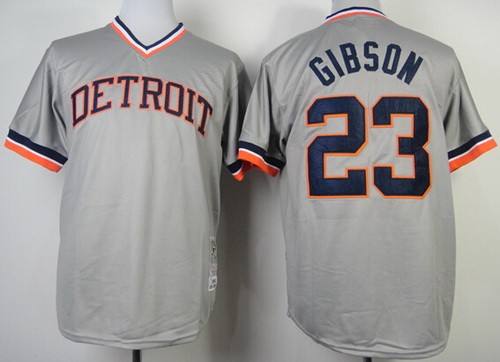 Men's Detroit Tigers #23 Kirk Gibson Gray 1984 Throwback Jersey