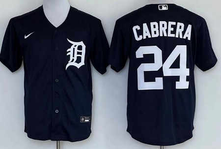 Men's Detroit Tigers #24 Miguel Cabrera Navy Cool Base Jersey