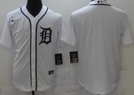 Men's Detroit Tigers Blank White Cool Base Jersey