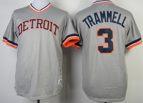 Men's Detroit Tigers #3 Alan Trammell Gray 1984 Throwback Jersey
