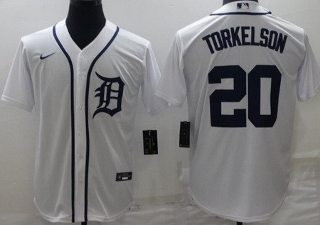 Men's Detroit Tigers #20 Spencer Torkelson White Cool Base Jersey
