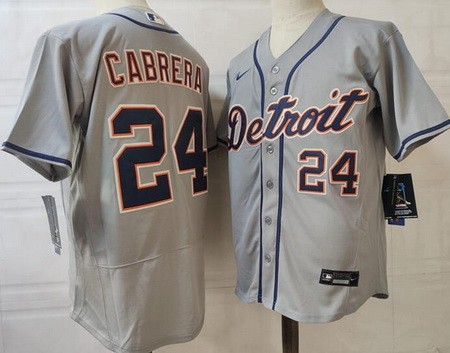 Men's Detroit Tigers #24 Miguel Cabrera Gray Authentic Jersey