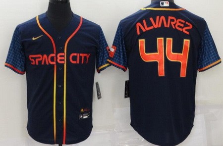 Men's Houston Astros #44 Yordan Alvarez Navy 2022 City Connect Cool Base Jersey