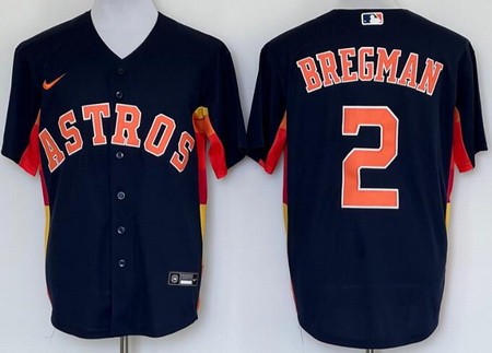 Men's Houston Astros #2 Alex Bregman Navy Cool Base Jersey