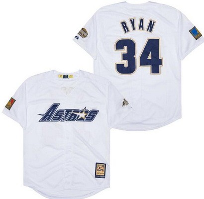 Men's Houston Astros #34 Nolan Ryan White Cooperstown Throwback Cool Base Jersey