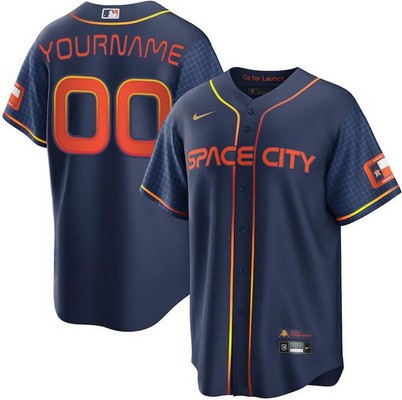 Men's Women Youth Houston Astros Customized Navy 2022 City Connect Cool Base Jersey