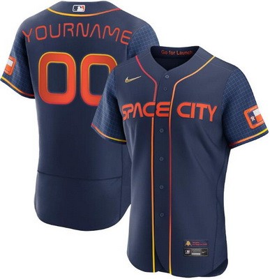 Men's Women Youth Houston Astros Customized Navy 2022 City Connect Authentic Jersey