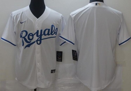 Men's Kansas City Royals Blank Royal White Cool Base Jersey