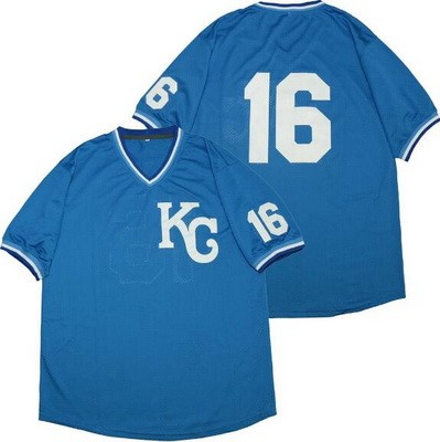 Men's Kansas City Royals #16 Bo Jackson Blue Mesh Throwback Jersey