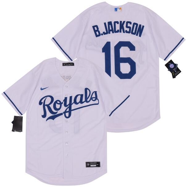 Men's Kansas City Royals #16 Bo Jackson White 2020 Cool Base Jersey