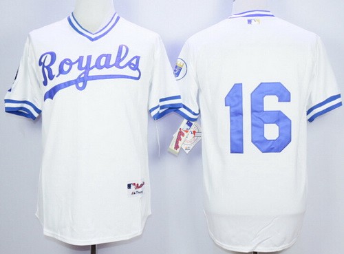 Men's Kansas City Royals #16 Bo Jackson White 1974 Turn Back The Clock Jersey