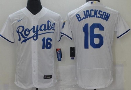 Men's Kansas City Royals #16 Bo Jackson White FlexBase Jersey