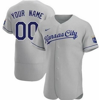 Men's Women Youth Kansas City Royals Customized Gray Road Authentic Jersey