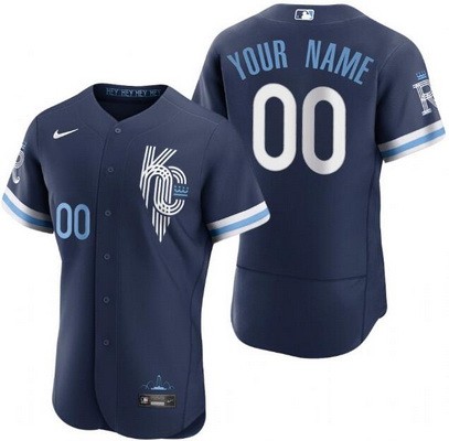 Men's Women Youth Kansas City Royals Customized Navy 2022 City Connect Authentic Jersey