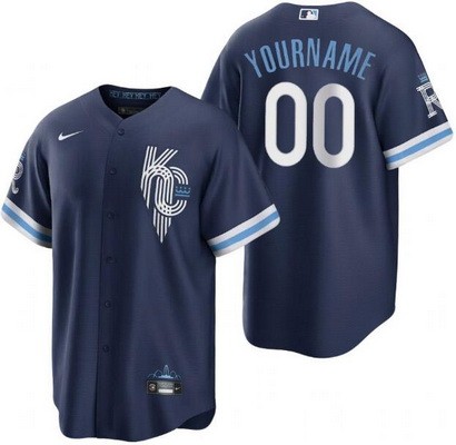 Men's Women Youth Kansas City Royals Customized Navy 2022 City Connect Cool Base Jersey