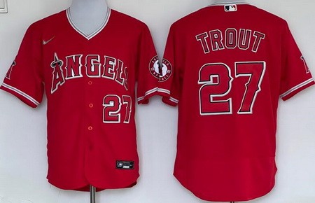 Men's Los Angeles Angels #27 Mike Trout Red Authentic Jersey