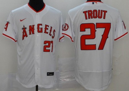 Men's Los Angeles Angels #27 Mike Trout White Authentic Jersey