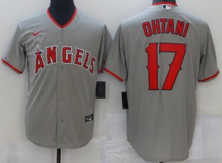 Men's Los Angeles Angels #17 Shohei Ohtani Gray Cool Base Jersey