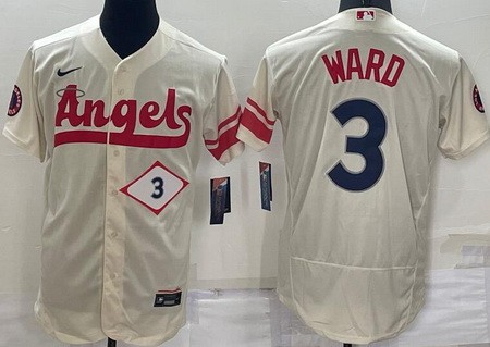 Men's Los Angeles Angels #3 Taylor Ward Cream 2022 City Connect Authentic Jersey