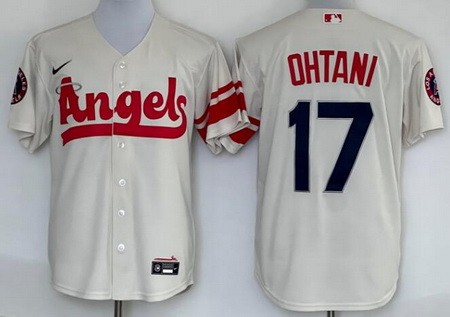 Men's Los Angeles Angels #17 Shohei Ohtani Cream 2022 City Connect Cool Base Jersey