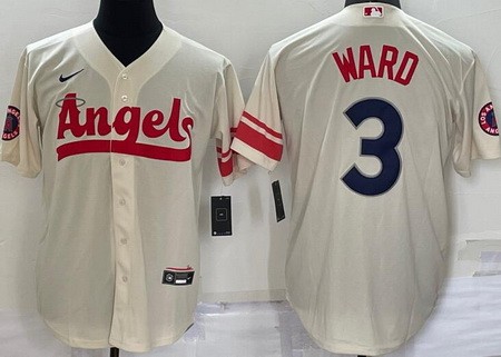 Men's Los Angeles Angels #3 Taylor Ward Cream 2022 City Connect Cool Base Jersey