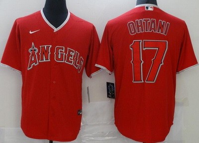 Men's Los Angeles Angels #17 Shohei Ohtani Red Cool Base Jersey