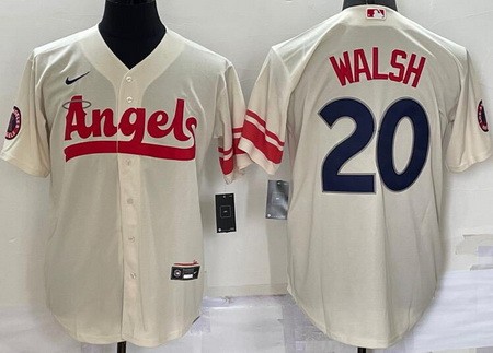 Men's Los Angeles Angels #20 Jared Walsh Cream 2022 City Connect Cool Base Jersey
