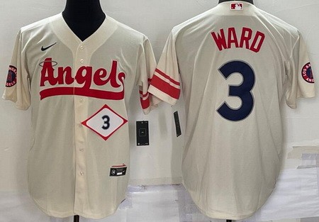 Men's Los Angeles Angels #3 Taylor Ward Cream 2022 City Connect Player Number Cool Base Jersey