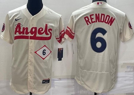 Men's Los Angeles Angels #6 Anthony Rendon Cream 2022 City Connect Authentic Jersey