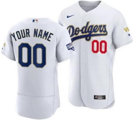 Men's Women You Los Angeles Dodgers Customized White 2021 Gold Program Authentic Jersey