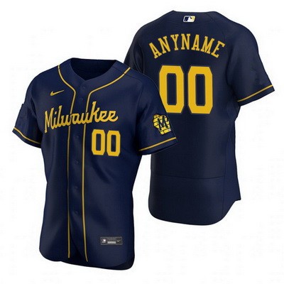 Men's  Women Youth Milwaukee Brewers Customized Navy Authentic Jersey