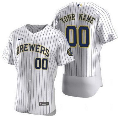 Men's  Women Youth Milwaukee Brewers Customized White Authentic Jersey