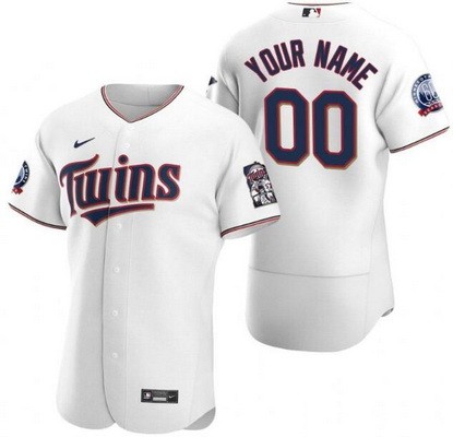 Men's Women Youth Minnesota Twins Customized White 60th Anniversary Authentic Jersey