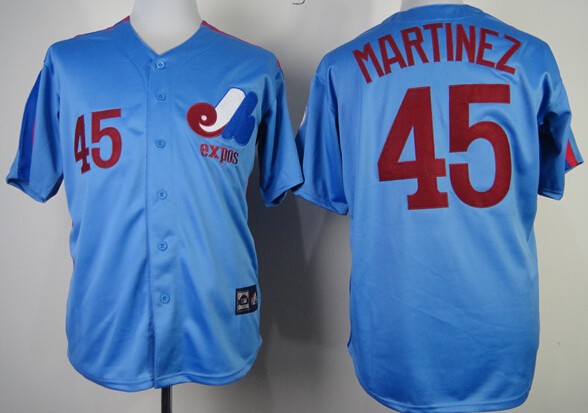 Men's Montreal Expos #45 Pedro Martinez Blue 2000 Throwback Jersey