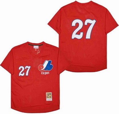 Men's Montreal Expos #27 Vladimir Guerrero Red Mesh Throwback Jersey