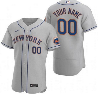 Men's Women Youth New York Mets Customized Gray Authentic Jersey