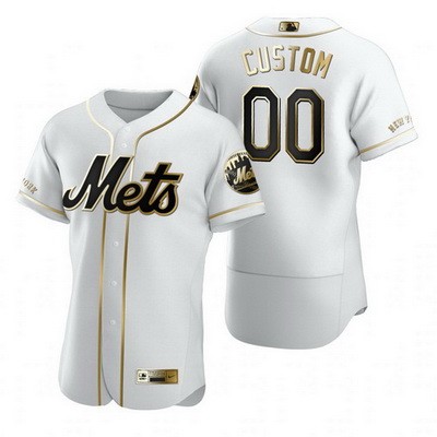 Men's Women Youth New York Mets Customized White Gold 2020 FlexBase Jersey