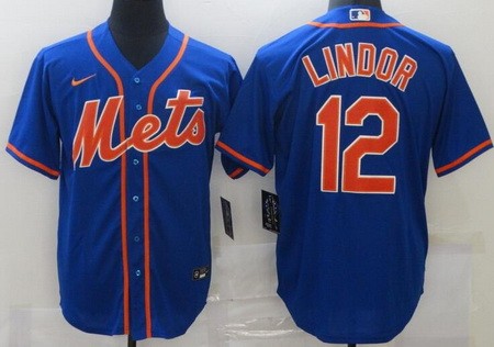 Men's New York Mets #12 Francisco Lindor Blue Cool Base Jersey