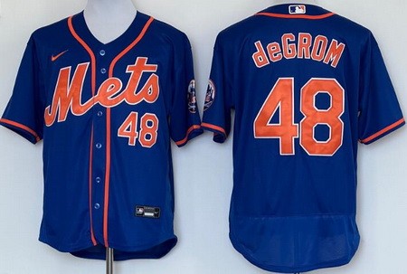 Men's New York Mets #48 Jacob deGrom Blue Authentic Jersey