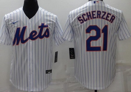 Men's New York Mets #21 Max Scherzer White Cool Base Jersey