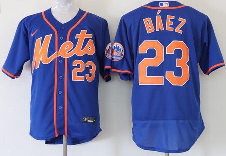 Men's New York Mets #23 Javier Baez Blue Authentic Jersey