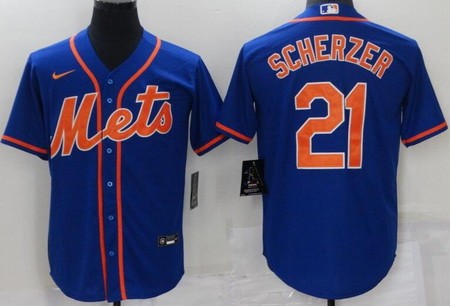 Men's New York Mets #21 Max Scherzer Blue Cool Base Jersey