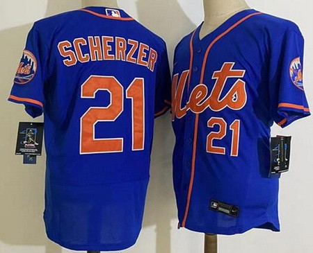 Men's New York Mets #21 Max Scherzer Blue Authentic Jersey
