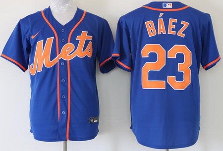Men's New York Mets #23 Javier Baez Blue Cool Base Jersey